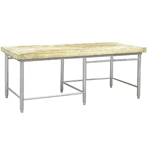 Heavy Duty Stainless Steel Meat Cutting Kitchen Work Bench Table With Top Cutting Block/Wood Cutting Board Butcher Table