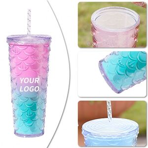 2024 phong cách mới 24oz Nhựa Tùy chỉnh màu sắc lạnh <span class=keywords><strong>Mug</strong></span> món quà cốc với rơm và nắp - Product Image 2