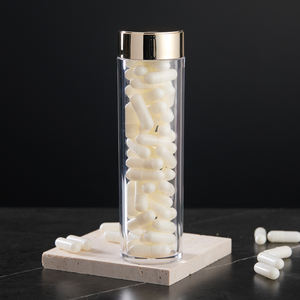 Bocaux cylindriques transparents en acrylique de 30/50/100 ml avec couvercles dorés ou violets, contenants scellés pour l'emballage de vitamines, d'huile de <span class=keywords><strong>poisson</strong></span> et de compléments alimentaires - Product Image 3