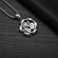 Collier pendentif crâne en acier inoxydable style punk vintage, tendance hip-hop personnalisé pour homme MGXL482