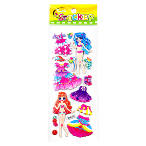 Adesivi gonfi 3d di alta qualità Princess Dress Up Cartoon Girl Stickers decalcomanie impermeabili 3d <span class=keywords><strong>Sticker</strong></span> <span class=keywords><strong>Anime</strong></span> - Product Image 3