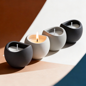 Bougie parfumée créative en <span class=keywords><strong>cire</strong></span> de soja en pot de ciment, parfum dessert, pour hôtels, décoration Saint-Valentin, vente en gros - Product Image 1