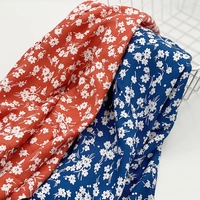 Tissu Challis en Rayonne Viscose 100% Imprimé Floral à Motif Feuille, Tissé Uni, en Stock