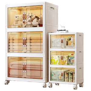 Factory High Quality Foldable Plastic Drawer Storage Cabinet Storage Box Clothes Organizer with Wheels