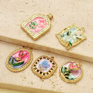 Pendentif Fleur Perle en Acier Inoxydable Plaqué Or 18K Délicat 2025 – Accessoires DIY pour la Fabrication de Bijoux - Product Image 2