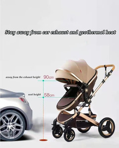 <b>3in1</b> Car Seat High Landscape <b>Pram</b> Lightweight Travel System Aluminum Frame EN1888 Certified Foldable 4-Wheel for 0-3 Years Baby - Product Image 3
