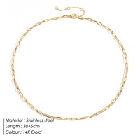 Collar con Clip de papel de acero inoxidable chapado en oro de 14K al por mayor, cadena fina, collar exquisito, cadenas para mujer, Gargantilla, joyería