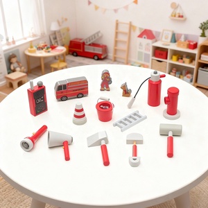 Jouet en bois de simulation de combinaison de pompier pour <span class=keywords><strong>jeu</strong></span> de rôle, <span class=keywords><strong>jeu</strong></span> éducatif interactif en bois - Product Image 3
