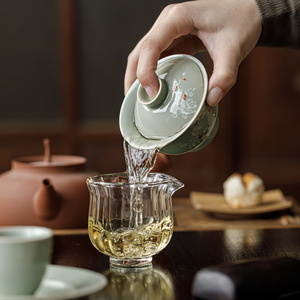 Guanlan Banana Moonlight Ceramic Gaiwan Handmade Pull-Pattern Tea Bowl Heat Resisting Porcelain <b>Teacup</b> Set - Product Image 3