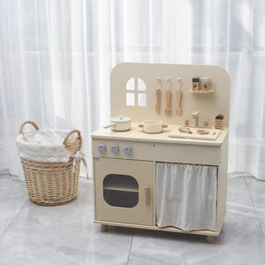ของเล่นเด็กจำลองบทบาทการทำอาหารเฟอร์นิเจอร์ห้องครัวทำจากไม้น่ารัก - Product Image 2