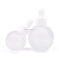 Botol tetes kaca kecil 1 oz 10ml, botol minyak esensial kaca transparan bulat kosmetik kaca 1 oz