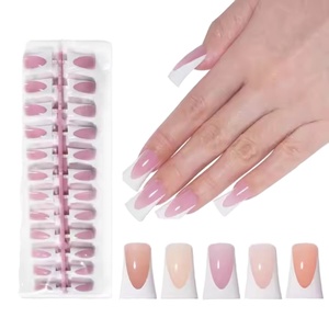 เล็บปลอมสไตล์ฝรั่งเศสขายดี สำหรับตกแต่งเล็บด้วยตัวเอง สีธรรมชาติ - Product Image 1