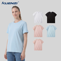 T-shirt pour femme Kuenzi personnalisé à col rond et manches courtes, 76% coton et 24% polyester, tissu Solona 220GSM, poids lourd