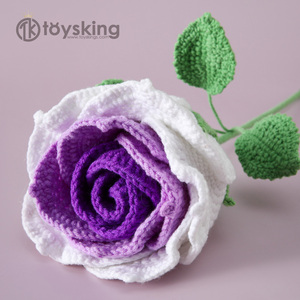 Regalo del Día de San Valentín Crochet gran Rama de Rosa tailandesa color degradado ramo de color sólido muebles románticos para el hogar - Product Image 4
