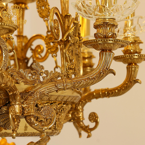 Lustre en laiton antique de style baroque pour salon, villa, château, suspension de luxe, lampadario di <span class=keywords><strong>cristallo</strong></span> - Product Image 5