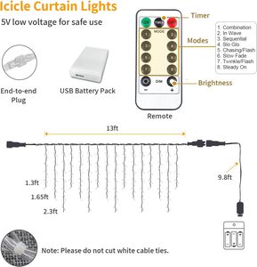 ไฟ LED แบบเส้นน้ำแข็งขนาด 5 มม. 70 ดวง สำหรับตกแต่งภายนอกอาคาร สีขาว สำหรับเทศกาลคริสต์มาส มาตรฐาน IP65 สำหรับการตกแต่งในช่วงเทศกาลของคุณ - Product Image 3