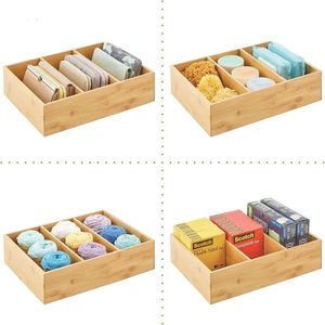 <b>Bamboo</b> Storage Box Divided Rectangle Food <b>Container</b> With Lids For Kitchen Use - Product Image 2