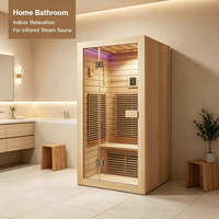Sauna infrarouge portable de luxe en bois massif pour 2 personnes, relaxation par thérapie thermique infrarouge lointain avec 40-60 ° Chaleur douce pour une détoxification profonde