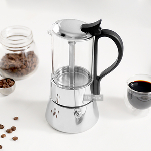 HIGHWIN Stove Espresso Moka Pot 4 tazas 6 tazas <span class=keywords><strong>Cafetera</strong></span> <span class=keywords><strong>italiana</strong></span> de vidrio borosilicato - Product Image 3