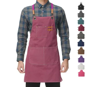 Wholesale Custom Durable Washed Canvas Chef Barista Vintage Garden Work Apron