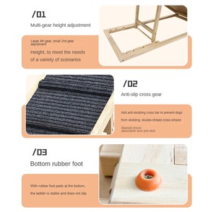 Höhenverstellbare Faltbare Holz-Hunderampe Langlebige Hundetreppe mit Hoher Tragfähigkeit Outdoor-Hundeleiter - Product Image 5