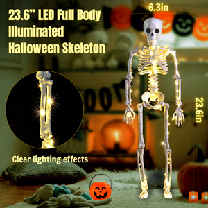 <span class=keywords><strong>Squelette</strong></span> en plastique de 165 cm pour Halloween, <span class=keywords><strong>squelette</strong></span> complet suspendu, décoration fantôme humaine avec lumière LED, pour intérieur et extérieur, accessoire pour maison hantée - Product Image 3