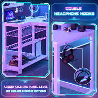 Bureau d'ordinateur de jeu ergonomique avec étagères de rangement et pieds en Z Table de jeu PC réversible pour bureau à domicile ou chambre à coucher