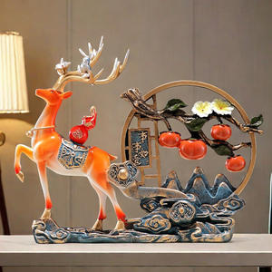 Figura Decorativa de Resina Epoxi de Alta Gama con Diseño de Ciervo de la Suerte y Caqui, para Decoración de Sala de Estar, Regalos de Inauguración - Product Image 4