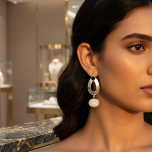 Pendientes de gota en forma de lágrima plateados para mujer con perlas de imitación, joyería de fiesta estilo bohemio - Product Image 3