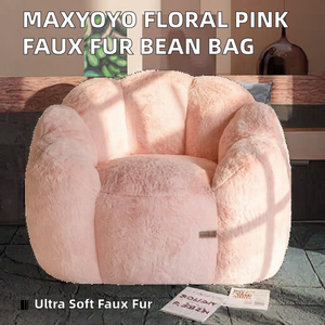 Cadeira Puff Moderna em Forma de Flor MAXYOYO em Pelúcia Sintética Ultra Macia com Braços, Sofá Grande para Leitura na Sala de Estar ou Quarto, Cor Rosa - Product Image 2