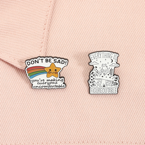 Ne Soyez Pas Triste : <span class=keywords><strong>Humour</strong></span> sur la Santé Mentale, Épingles en Émail Étoile Arc-en-ciel, Broches Grenouille 'Everything Is Figureoutable', Badges de Revers et de Chapeau, Bijoux Cadeau - Product Image 2
