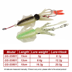 15 cm12cm10cm morbido esca bionica a forma di calamaro farfalla luminosa in plastica con ali sottili per la pesca della spigola - Product Image 2