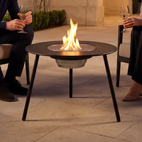 Portable Extérieur 360 °   Table de chauffage ronde à charbon de bois avec grille de cuisson en maille pour pique-nique et camping en extérieur