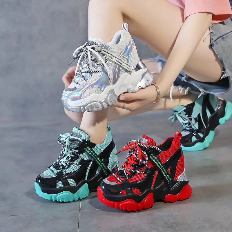 Fall new women's color matching platform platform casual shoes