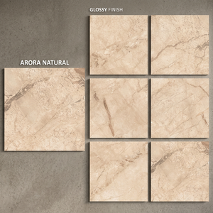 Arora Natural 800x800mm Double Glazed Polished Porcelain Tiles Grey Stone Finish Flooring - Product Image 1