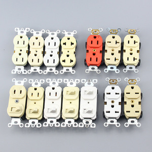 <span class=keywords><strong>Prise</strong></span> murale américaine 3 broches 15A 125V en cuivre et matériau <span class=keywords><strong>PC</strong></span>, prises électriques 2 sorties, amélioration de l'habitat - Product Image 1