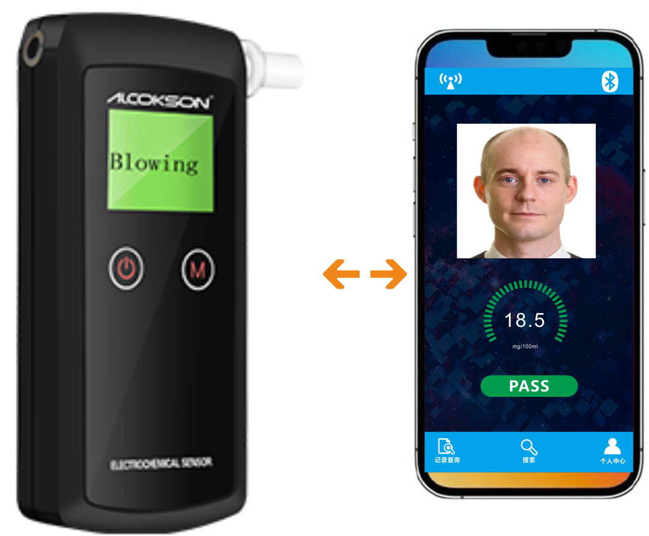 Высокоточный беспроводной электрохимический алкотестер со смартфоном