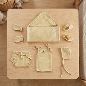 Ensemble de linge de maison pour bébé, six pièces, ensemble de vêtements d'été pour tout-petit, ensemble haut et pantalon à nouer pour enfant, ensemble coordonné en coton et lin pour enfant - Product Image 1