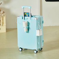 Kit de bagages 20+24+28, avec porte-gobelet et port USB, kit de bagages à main en PC avec roues à 360 degrés.