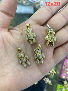 Kalung liontin warna emas jimat beruang Teddy <span class=keywords><strong>3D</strong></span> Fashion perhiasan berlapis tembaga zirkonia kubik CZ pelangi untuk hadiah pasangan - Product Image 4