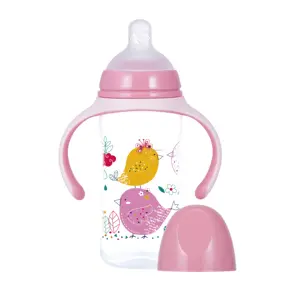 Çift kolları ile 10oz PP geniş boyun bebek biberon, yeni stil biberon, moda bebek besleme seti