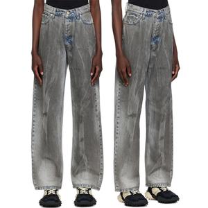 กางเกงยีนส์ทรงตรงยี่ห้อดัง ผ้าฝ้าย 100% ไม่ยืด สไตล์เรโทร ลุคซักซีด สำหรับผู้ชาย ปรับแต่งโลโก้ได้ สไตล์ฮิปฮอป ใส่ได้ทั้งฤดูร้อนและฤดูหนาว - Product Image 1