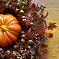 Vente en gros de décorations artificielles en plastique de haute qualité, style classique, pour la maison et les mariages, en forme de tiges d'eucalyptus et de gousses d'automne pour Thanksgiving