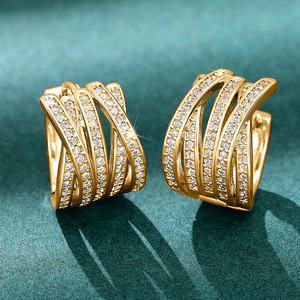 Orecchini a Perno con Linee Incrociate Stratificate per Donne, Eleganti Accessori per Orecchie da Indossare Quotidianamente - Product Image 3