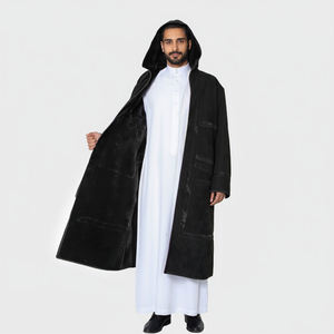 Yüksek Kaliteli Arap Ekolojik Kışlık Mantel Ceket Kapüşonlu Farwa Namaz Cübbesi Farwa Bişt Kürklü Erkek Kışlık Ceket - Product Image 4