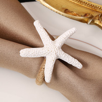 Anneaux de serviette en gros en forme d'étoile de mer pour la décoration de table, supports d'anneaux de serviette blancs en forme d'étoile de mer pour la décoration côtière et de plage
