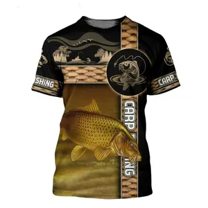 热销定制设计全印花动物鱼T恤超大号涤纶升华图案T恤印花