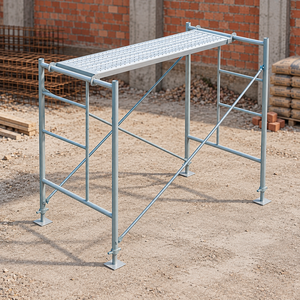 Ensemble <span class=keywords><strong>d</strong></span>'échafaudages à cadre galvanisé antirouille, plateforme de travail en acier robuste pour les travaux de construction et <span class=keywords><strong>d</strong></span>'entretien des murs extérieurs - Product Image 1