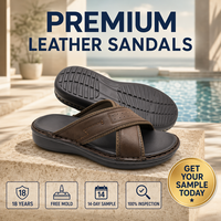 Sandales marron pour hommes à brides croisées, en maille respirante, souples, décontractées, pour l'extérieur, printemps-été, vente en gros, logo personnalisé, usine OEM