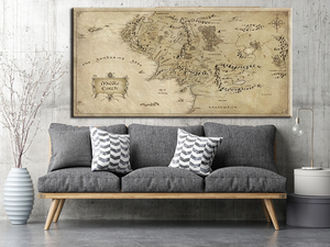 Sala de decoración del hogar película de El Señor de los anillos mapa lona HD cartel mundo mapa del mundo pintura - Product Image 3